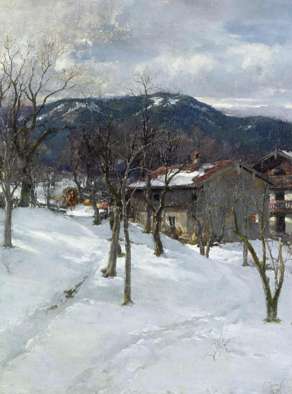 Paisagem de inverno perto de Kutterling, 1899 de Johann Sperl