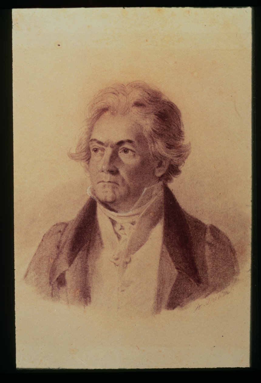 Ludwig van Beethoven (1770-1827), 1824 (impressão) de Johann Stephan Decker