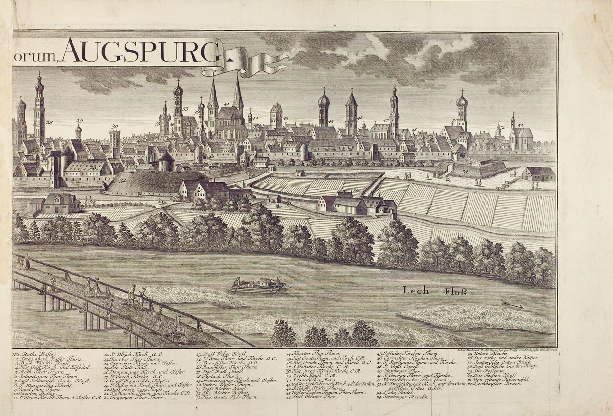 Vista panorâmica de Augsburgo (ver também 273944) de Johann Thomas Kraus