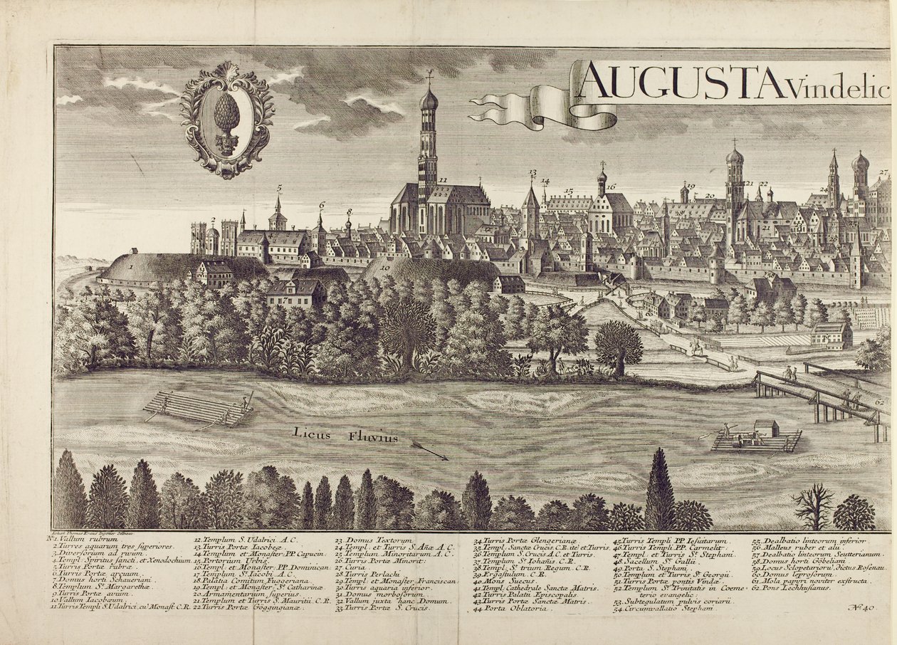 Vista panorâmica de Augsburgo (ver também 273945) de Johann Thomas Kraus