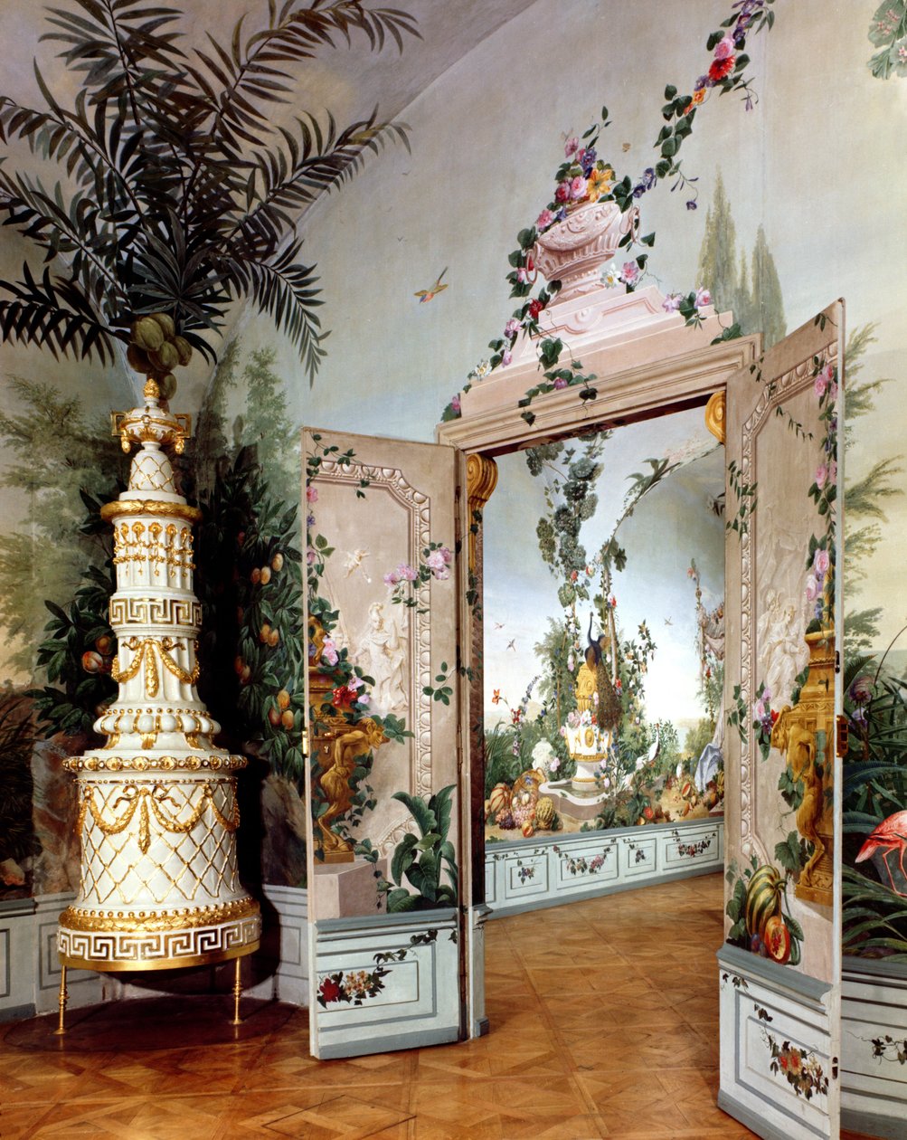 Os Apartamentos Bergl: decoração trompe l&39;oeil pintada por Johann Bergl, século XVIII (ver também 68950) de Johann Wenzel Bergl