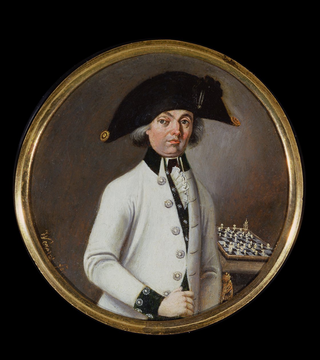 Retrato, de, um, cavalheiro, jogador xadrez, (oil, ligado, copper) de Johann Werner