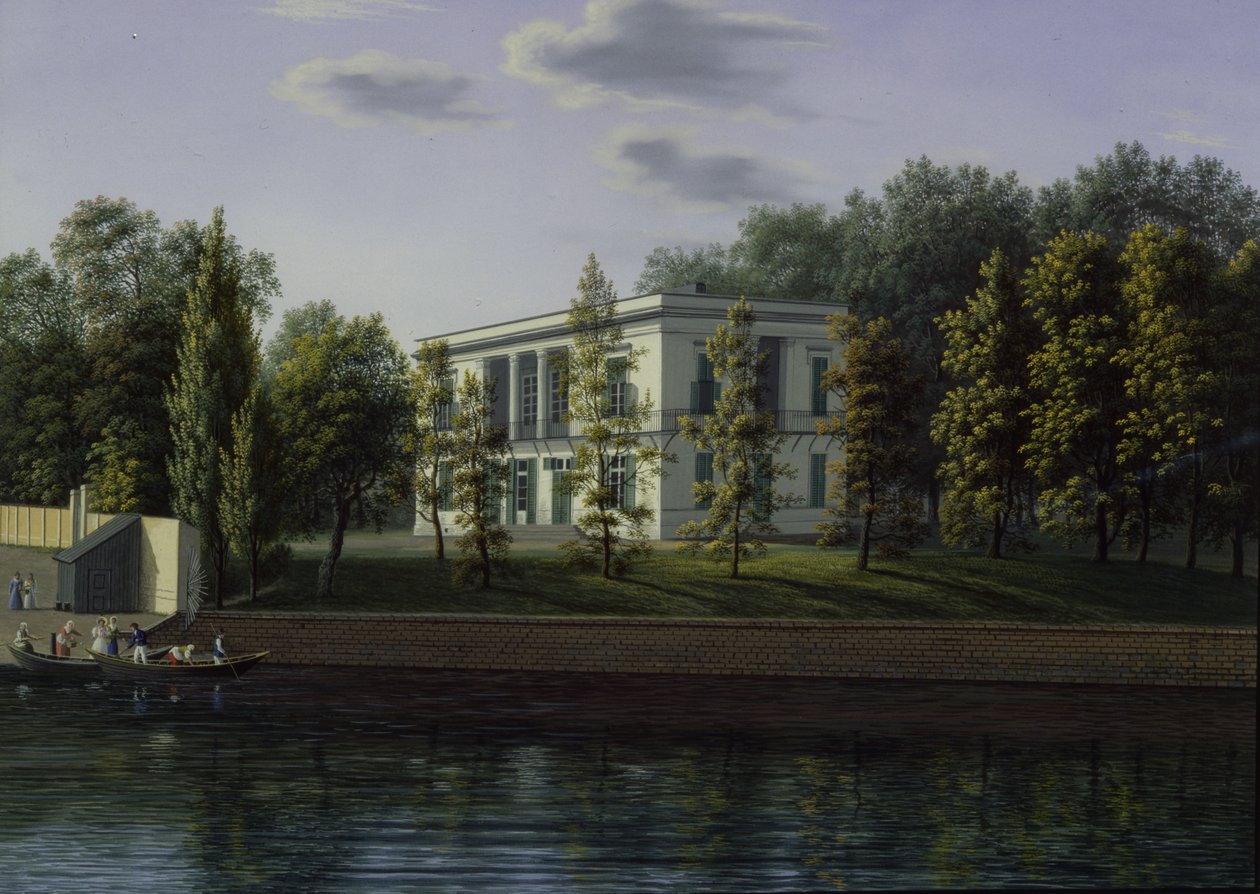 O novo pavilhão nos jardins do Palácio de Charlottenburg, c.1824-25 de Johann Wilhelm Gottfried Barth
