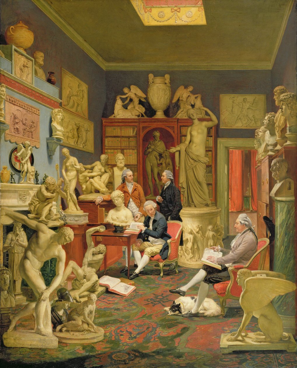 Charles Townley e seus amigos na Galeria Towneley, 33 Park Street, Westminster, 1781-83 de Johan Joseph Zoffany
