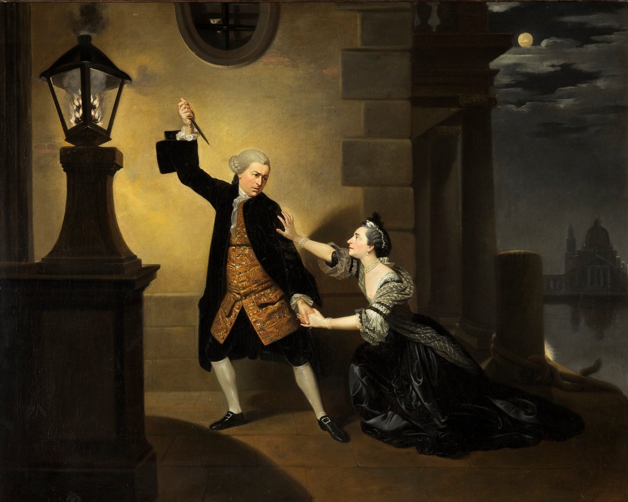 David Garrick como Jaffier e Susannah Cibber como Belvidera em &39;Venice Preserv&39;d&39; de Thomas Otway, c.1763 óleo sobre tela de Johan Joseph Zoffany