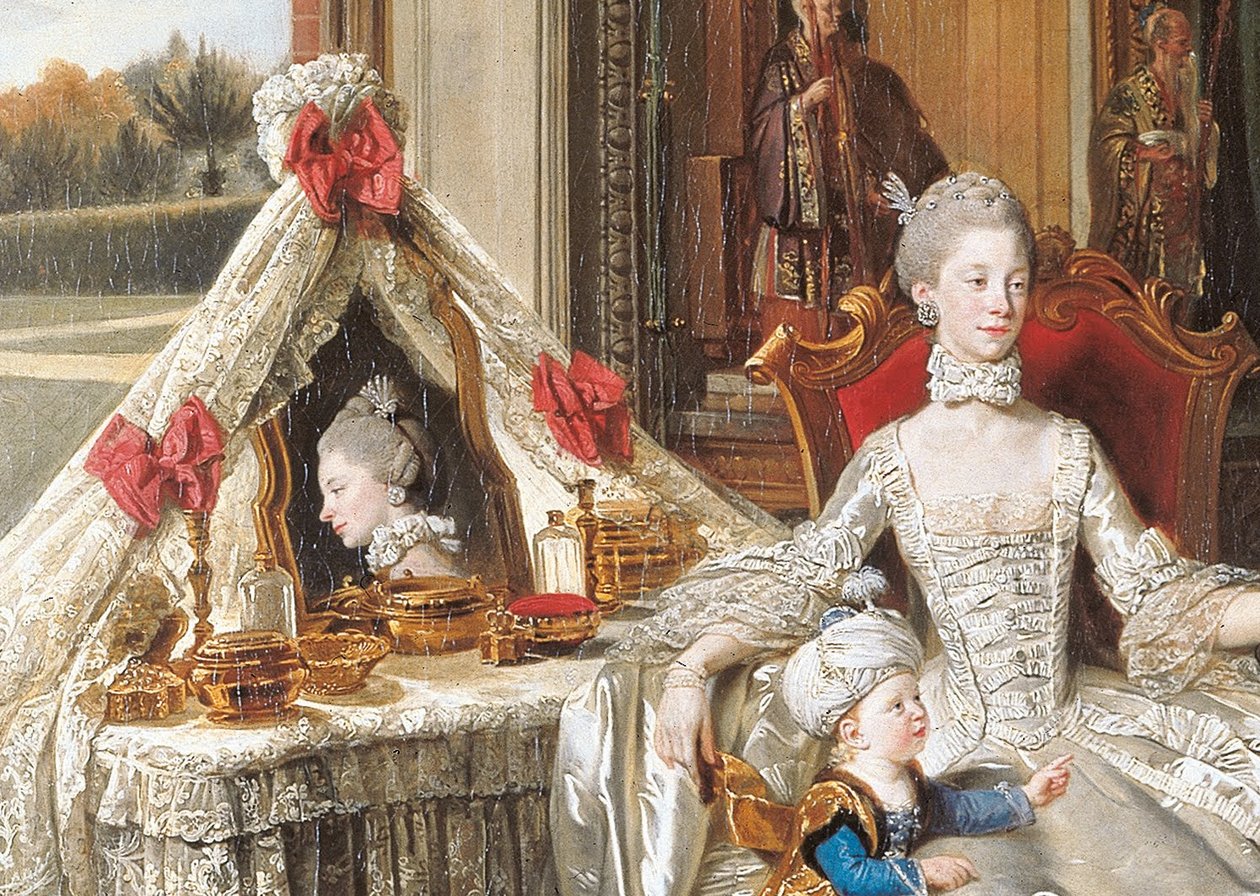 Rainha Charlotte 1744-1818 com seus dois filhos mais velhos de Johan Joseph Zoffany