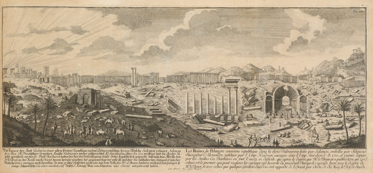 Ruínas de Palmyra, antiga cidade da Síria de Johann Adam Delsenbach
