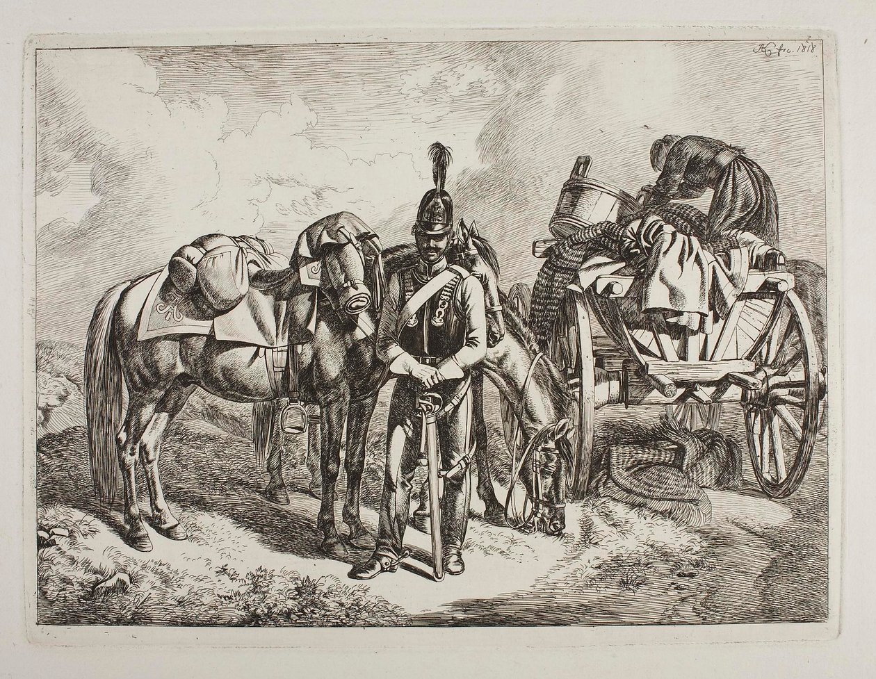 Dragão austríaco junto a uma carroça de Johann Adam Klein