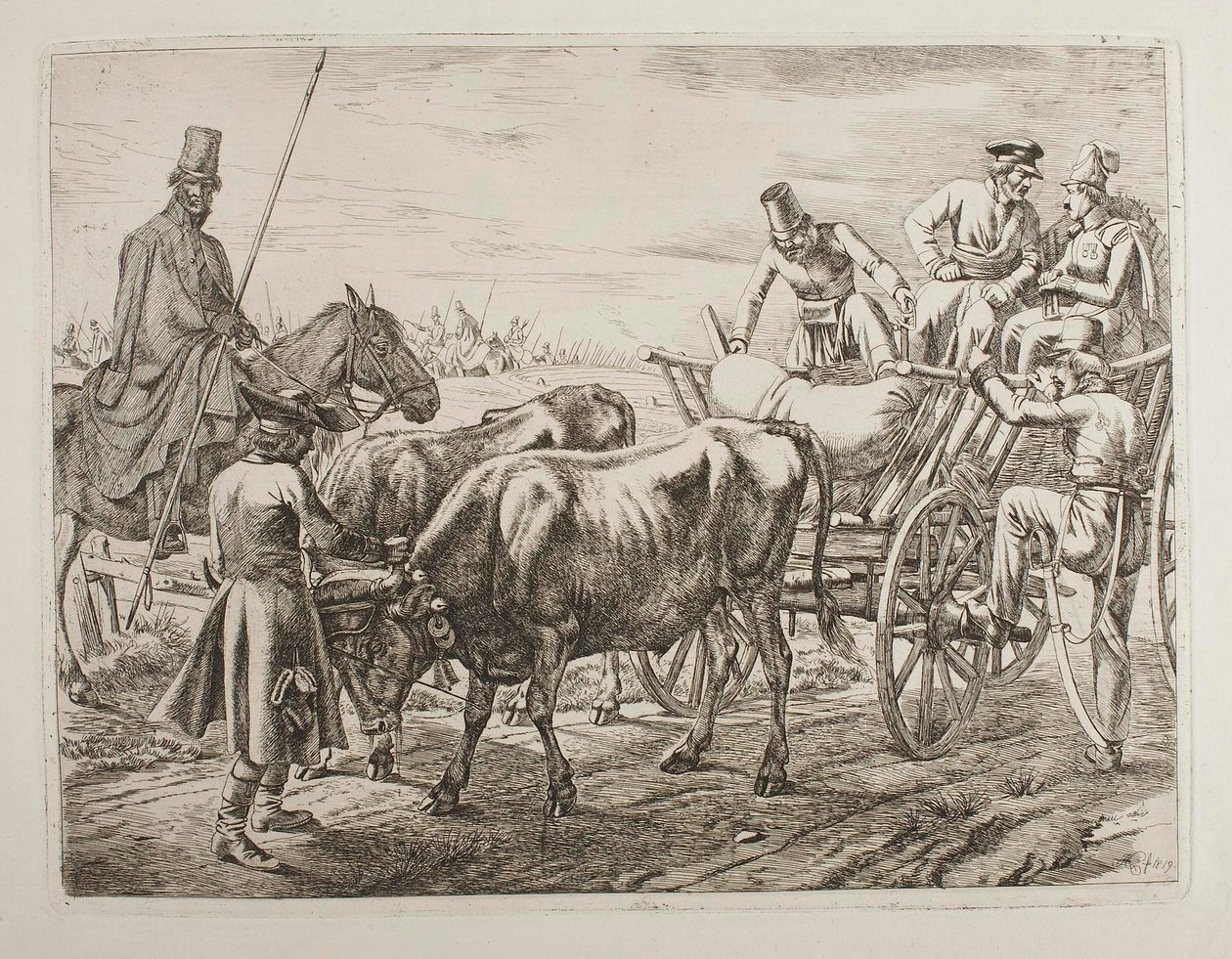 Cossacos entram numa carroça de Johann Adam Klein