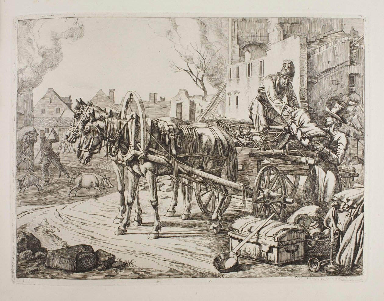 Cossacos a saquear numa cidade de Johann Adam Klein