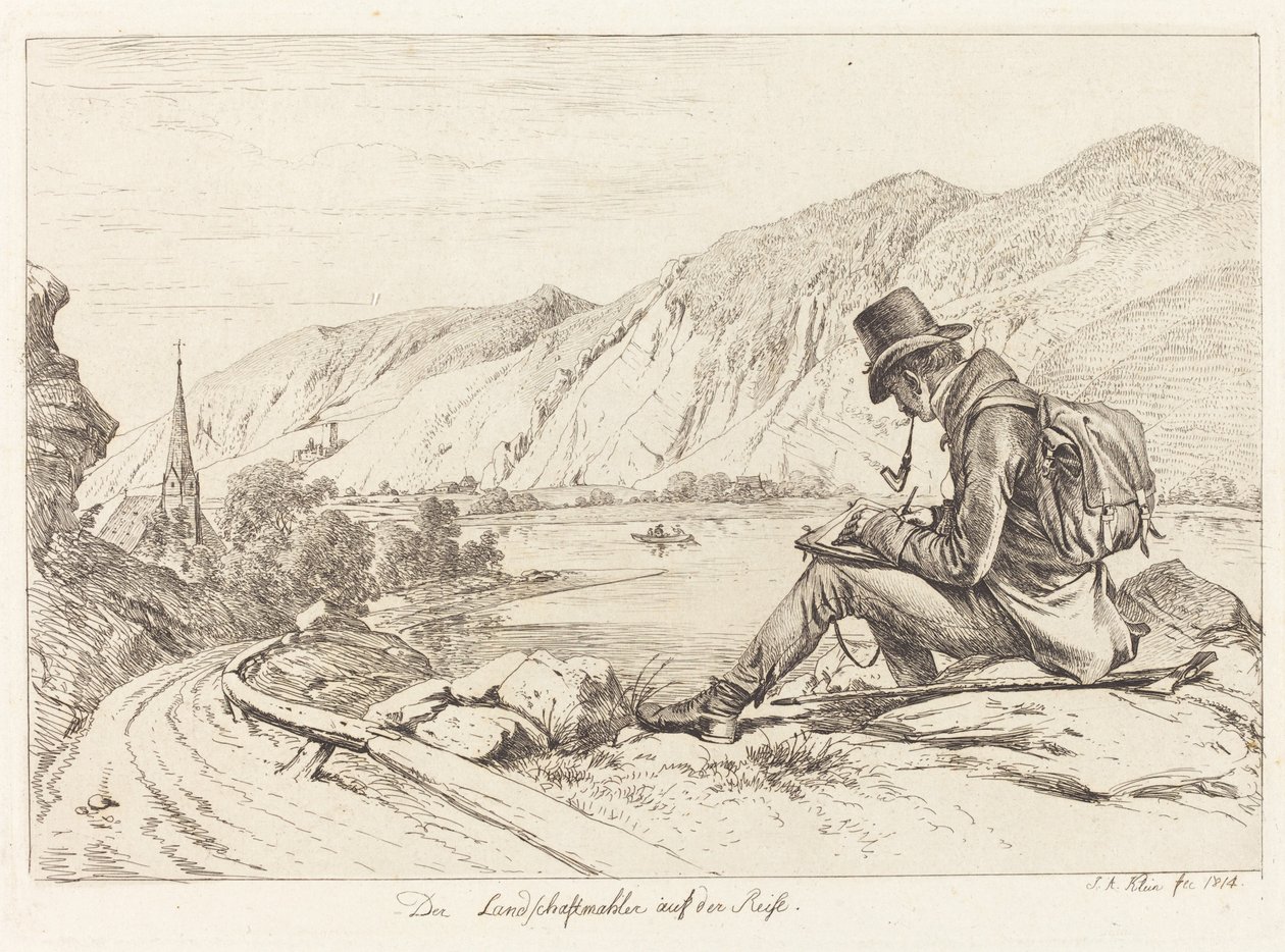 Der Landschaftmaler auf der Reise (O pintor de paisagens em turnê) de Johann Adam Klein