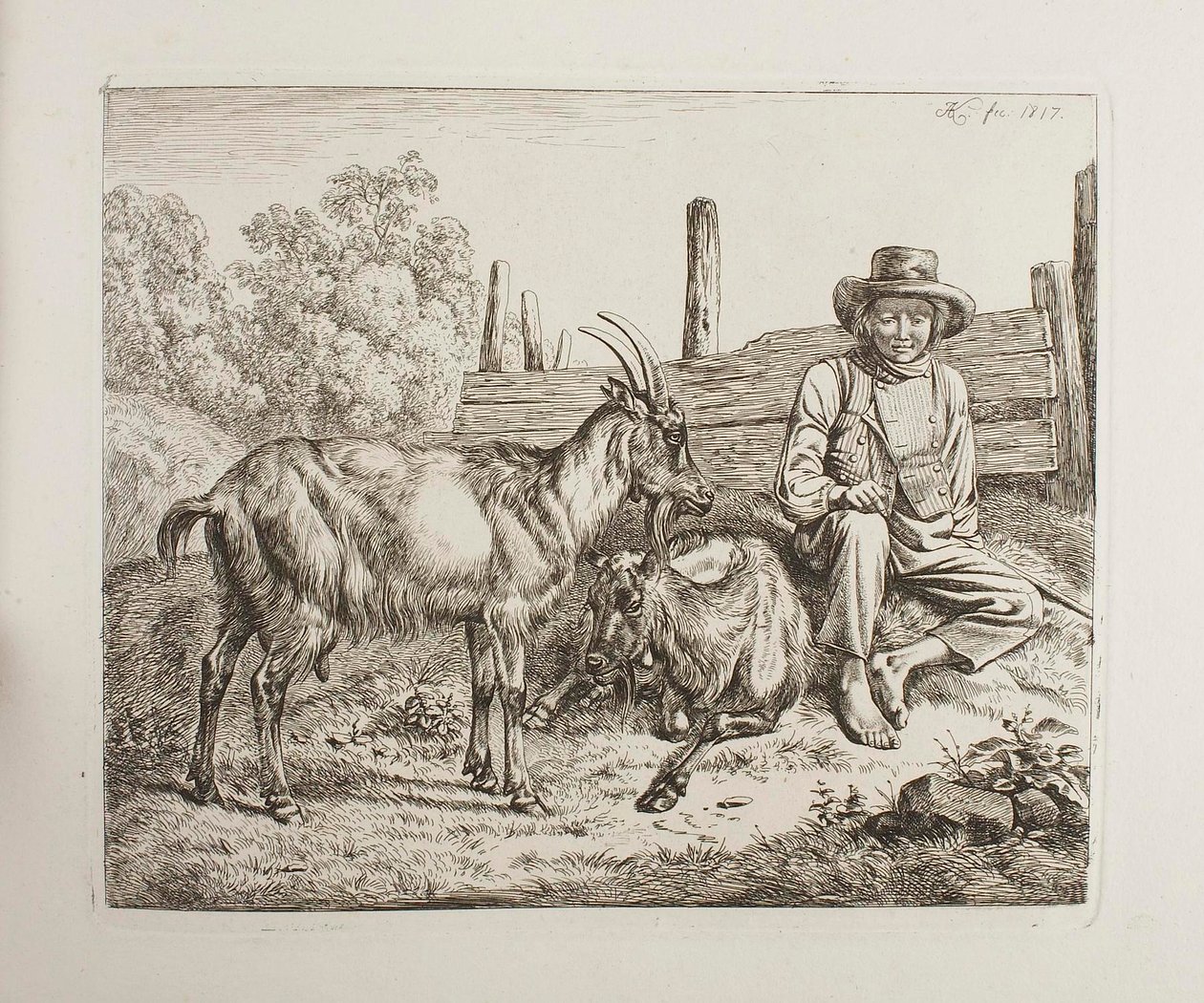 Pastor com cabras de Johann Adam Klein