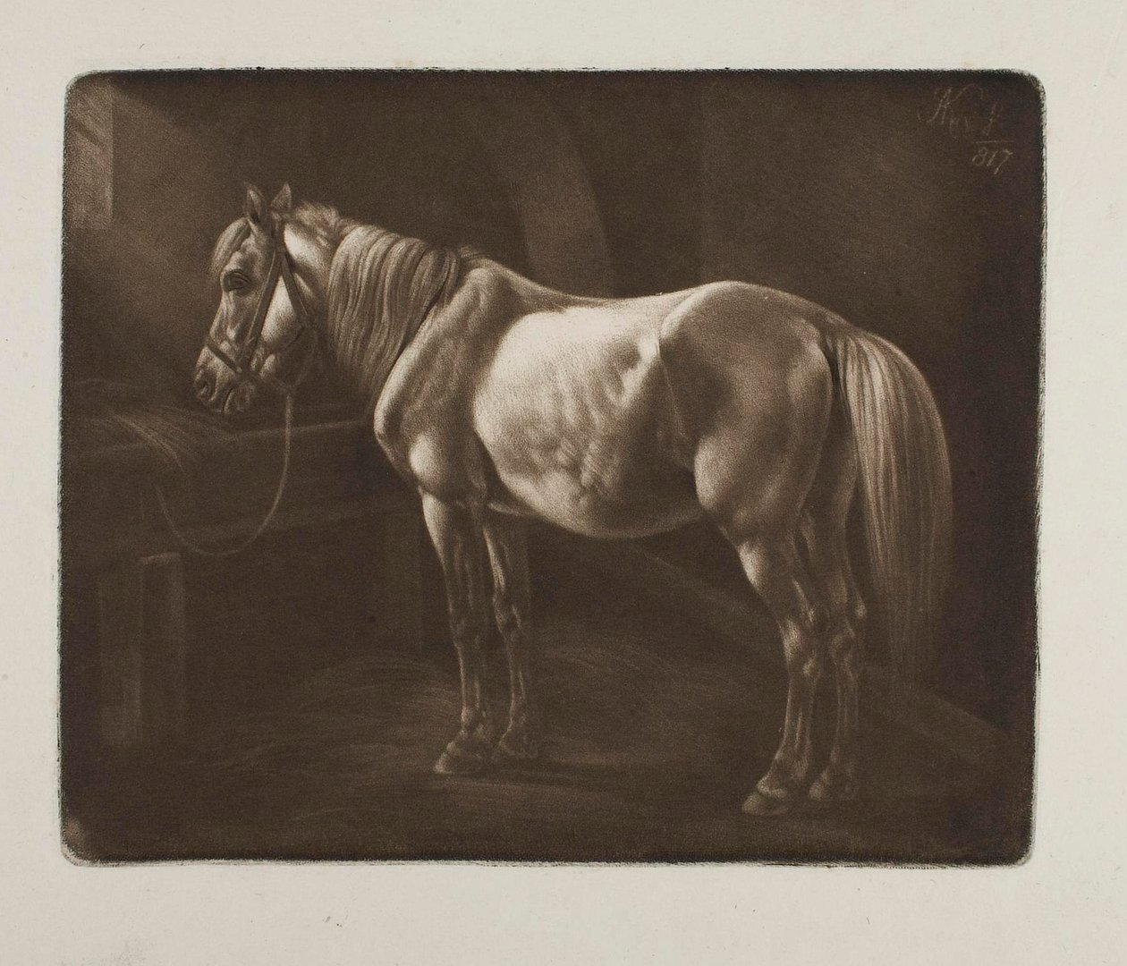 Cavalo junto à manjedoura de Johann Adam Klein