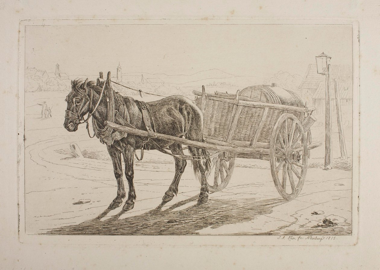 Um cavalo puxava uma carroça de cerveja de Johann Adam Klein