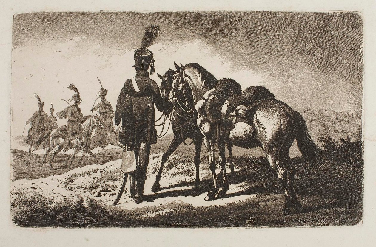 Hussardo com cavalos de Johann Adam Klein
