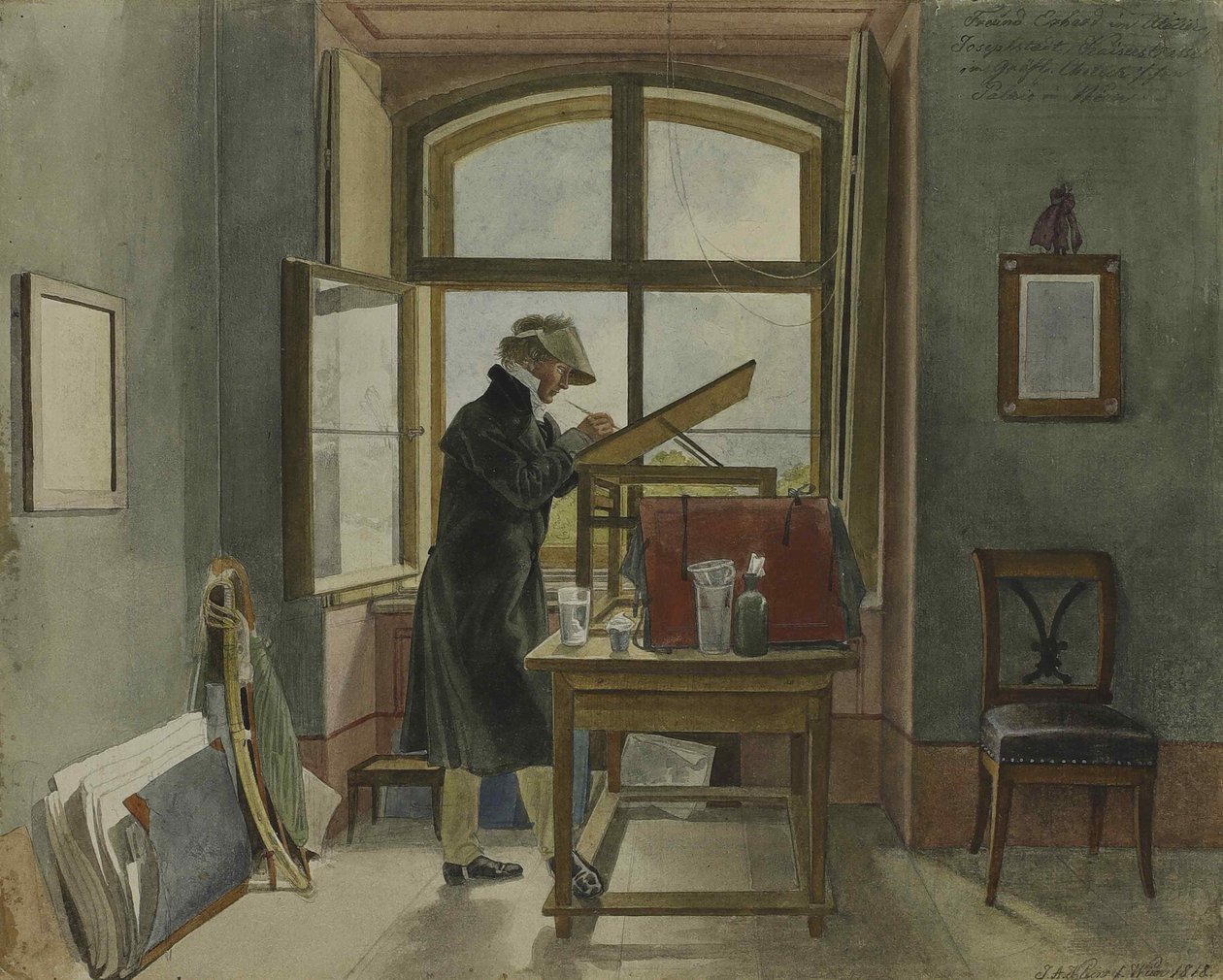 Johann Christoph Erhard em seu estúdio, 1818. de Johann Adam Klein