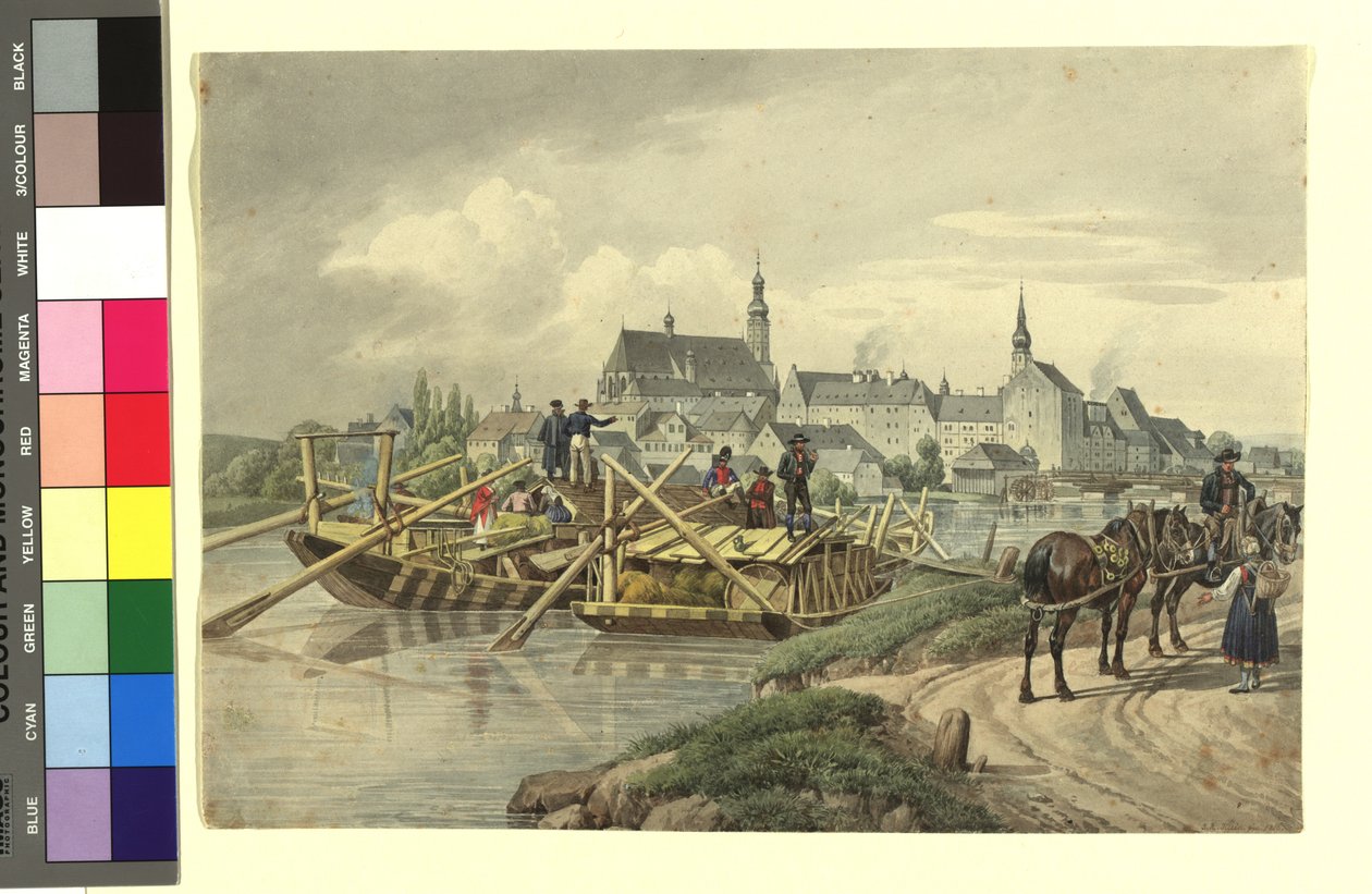 Straubing visto do norte de Johann Adam Klein