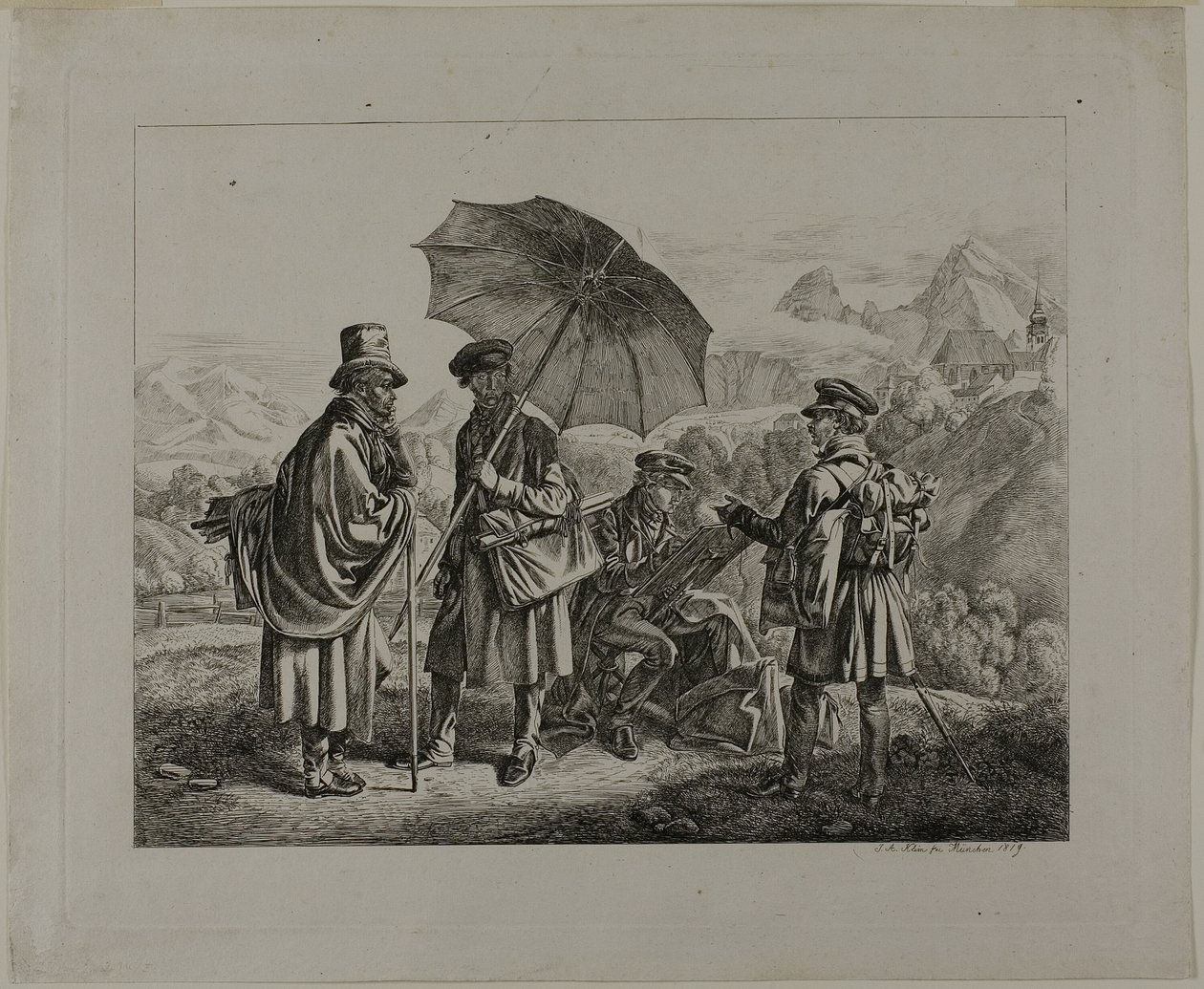 Os artistas na sua viagem de Johann Adam Klein