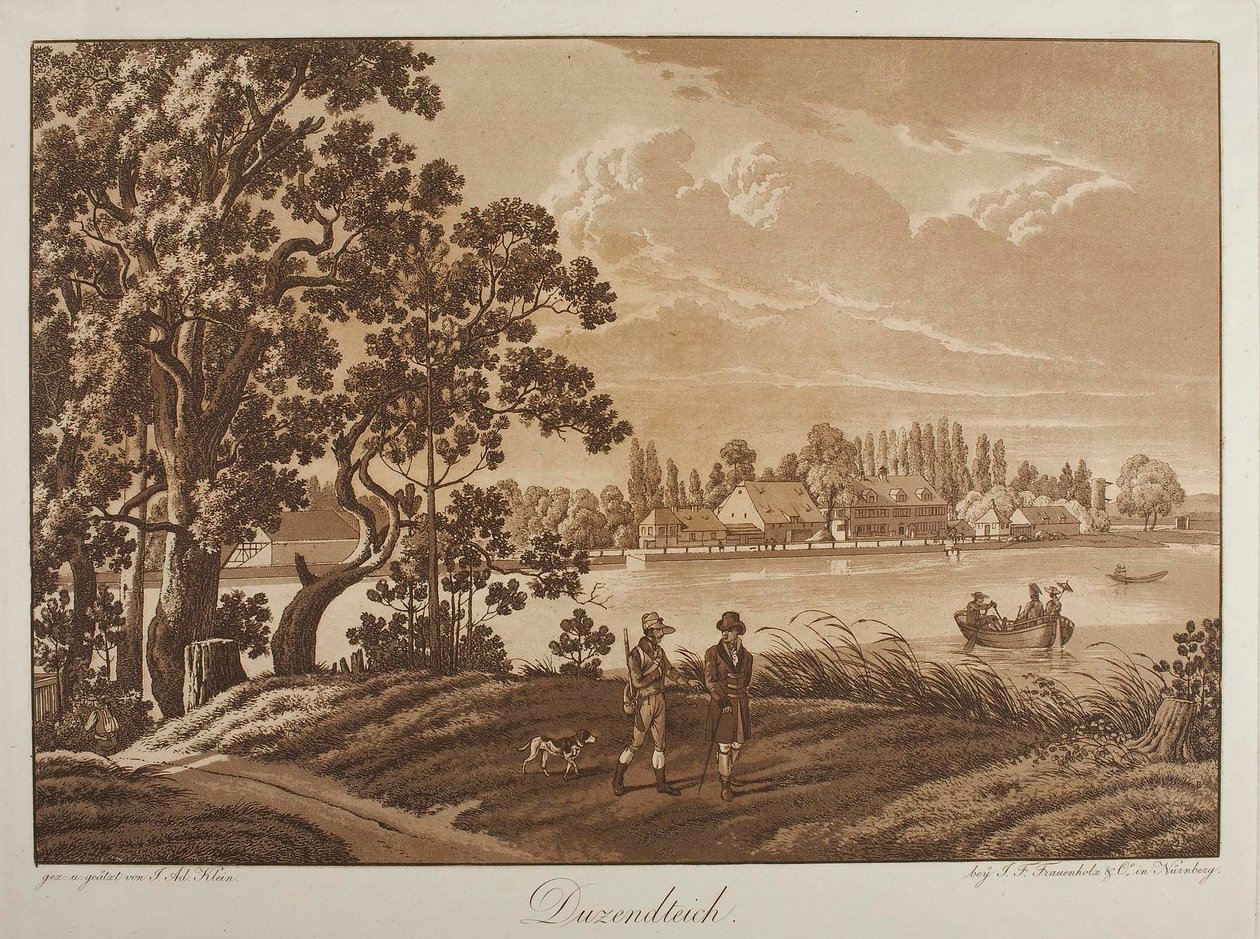 Vista do Duzendteich, perto de Nuremberga de Johann Adam Klein