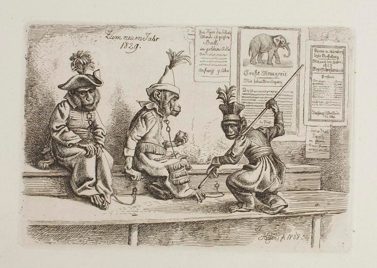 Para o Ano Novo de 1829. Macacos de Johann Adam Klein