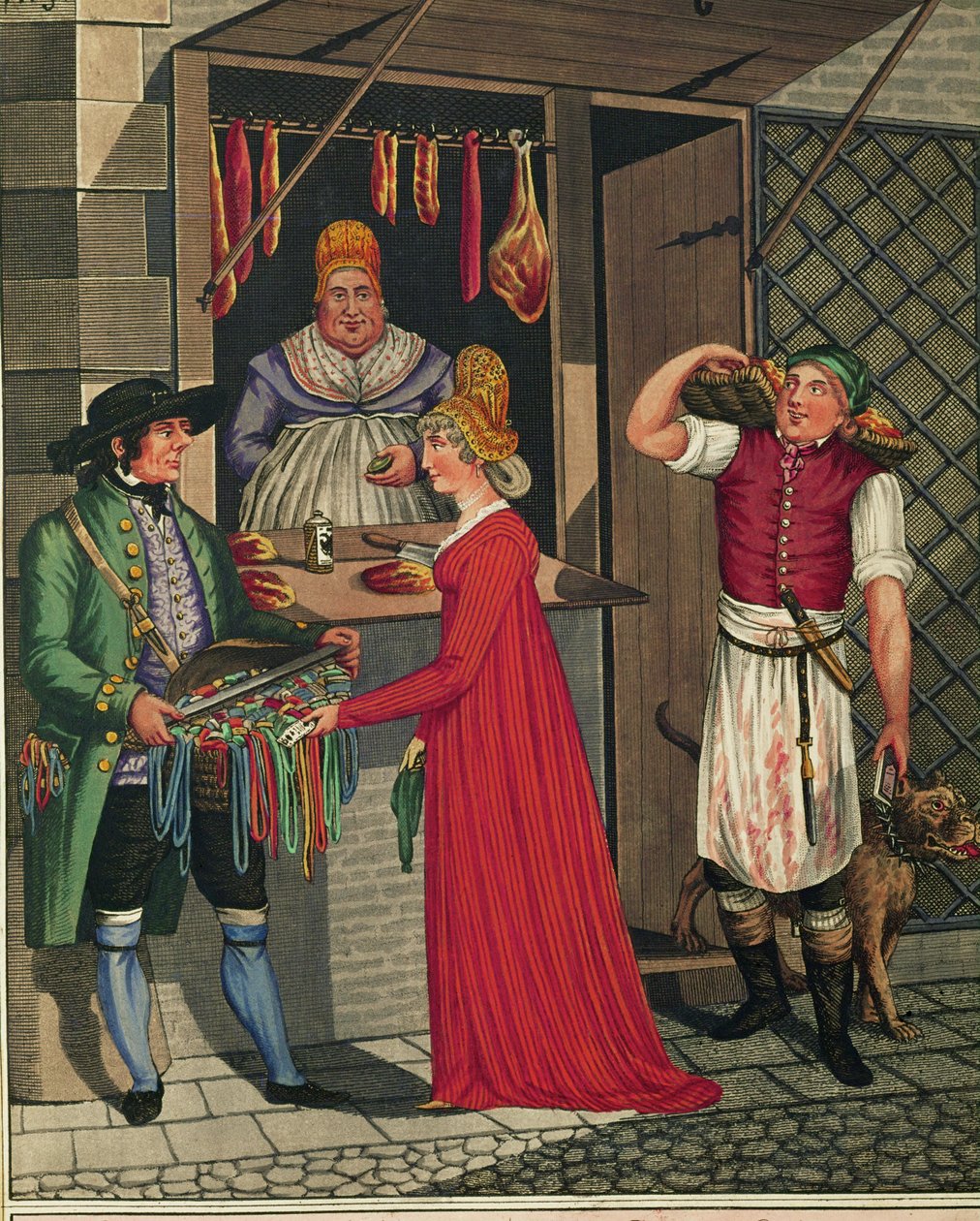 Talho e talhante com cão ... de Johann Adolph Opitz