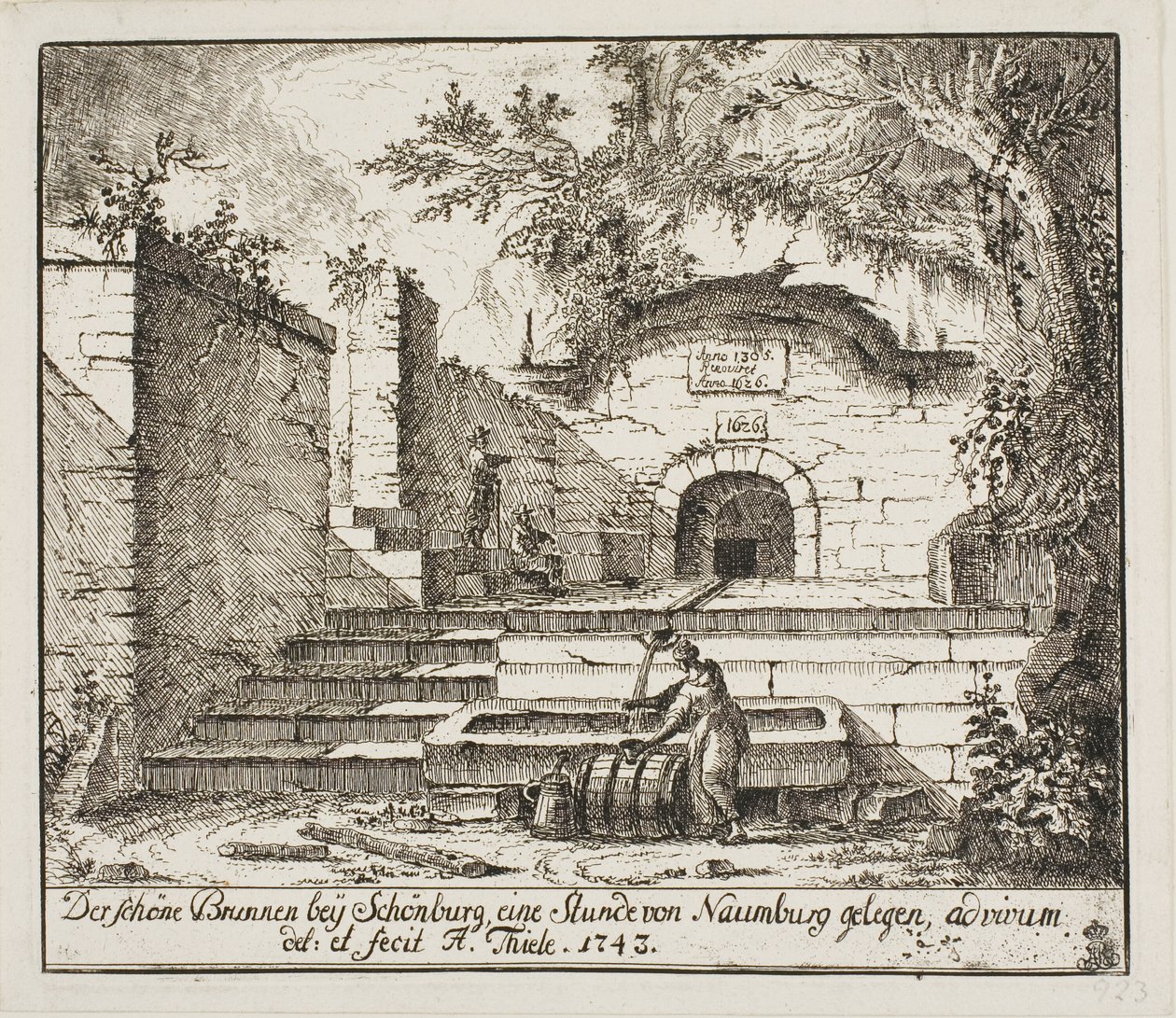A bela fonte perto de Schönburg de Johann Alexander Thiele