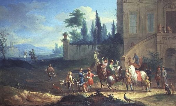Hawking Party (um de um par) de Johann Andreas Graff