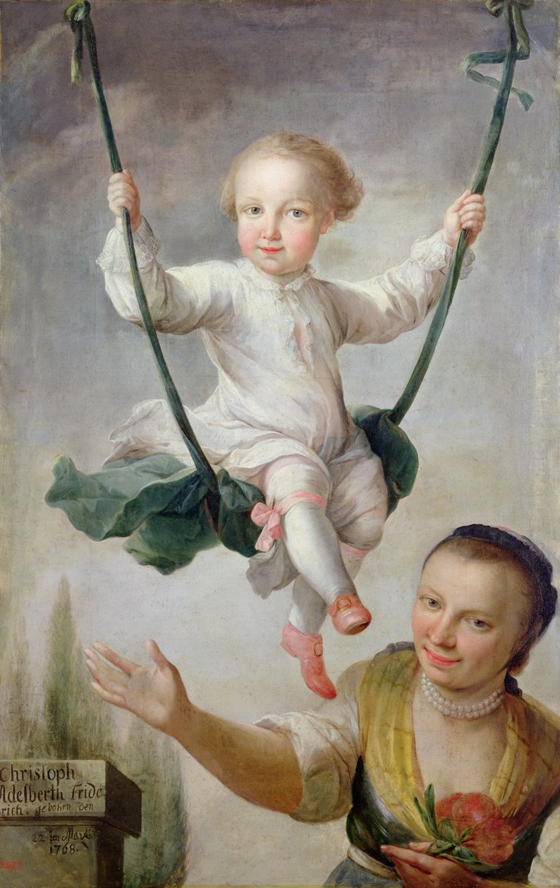Christoph Adalbert Friedrich von Stein em um balanço, 1768 de Johann Andreas Herrlein