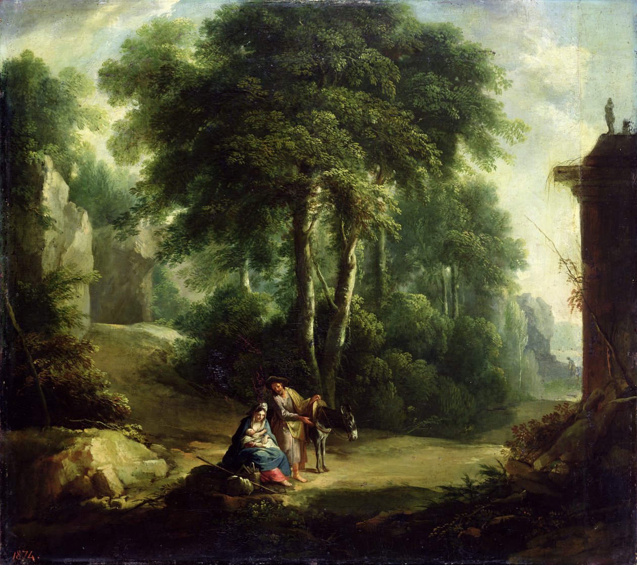 Descanse na fuga para o Egito, 1874 de Johann Andreas Herrlein
