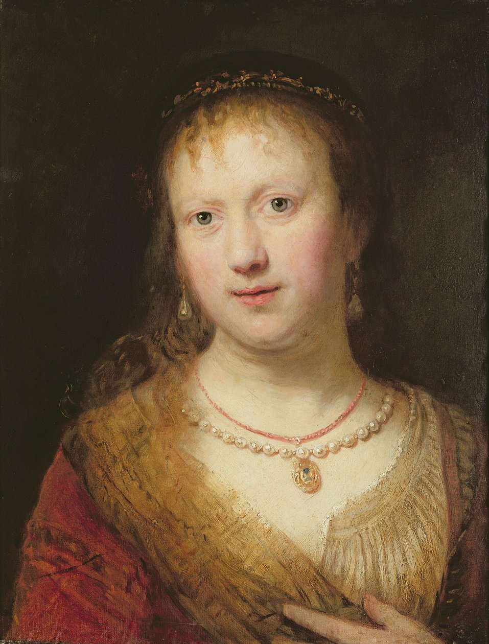 Retrato de Saskia, após uma pintura de seu marido Rembrandt Harmens. van Rign (1606-69) Johann Andreas Joseph Francke (1756-1804) (óleo sobre tela) de Johann Andreas Joseph Francke
