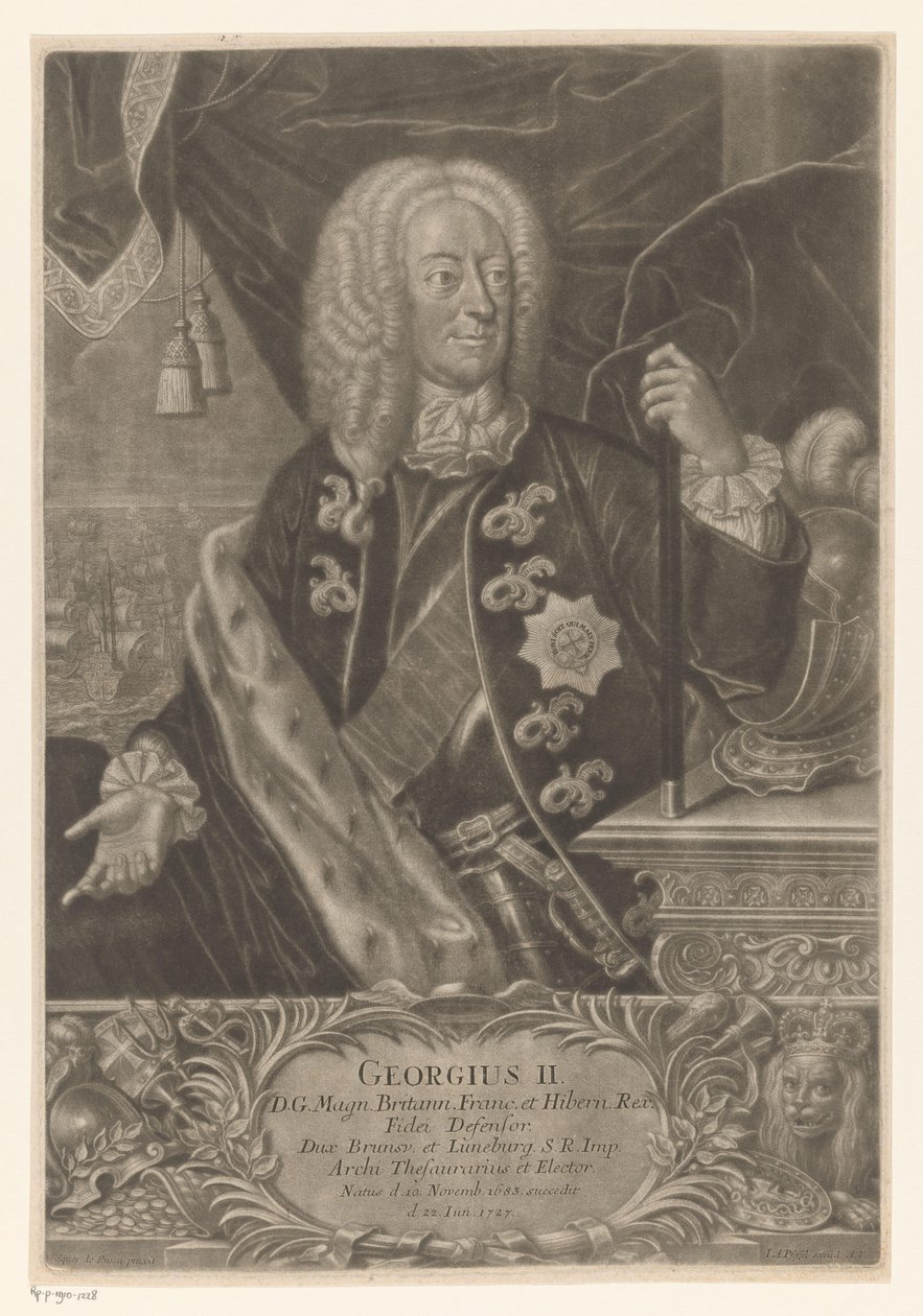 Retrato de George II, rei da Grã-Bretanha de Johann Andreas Pfeffel (der Jüngere) (possibly)