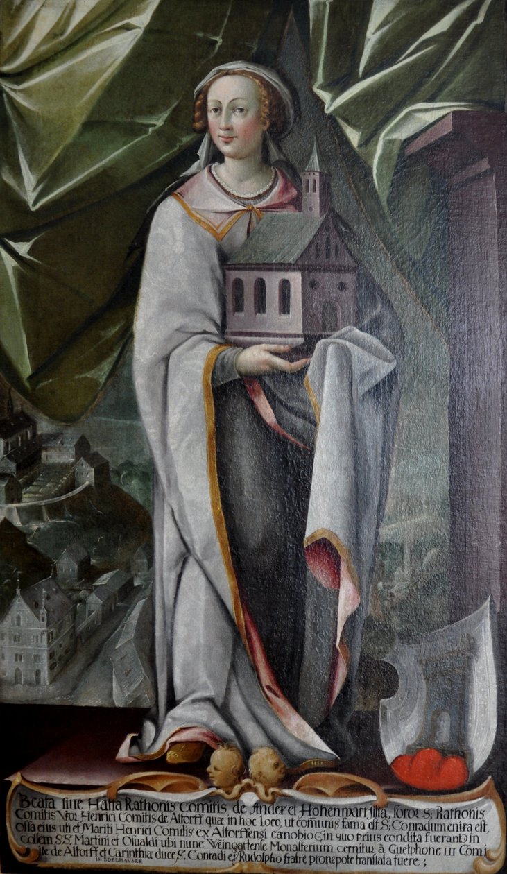 Alemão: Hatta von Hohenwart, esposa de Heinrich von Altdorf, fundador do convento de Altdorf por volta de 935 de Johann Andreas Rauch