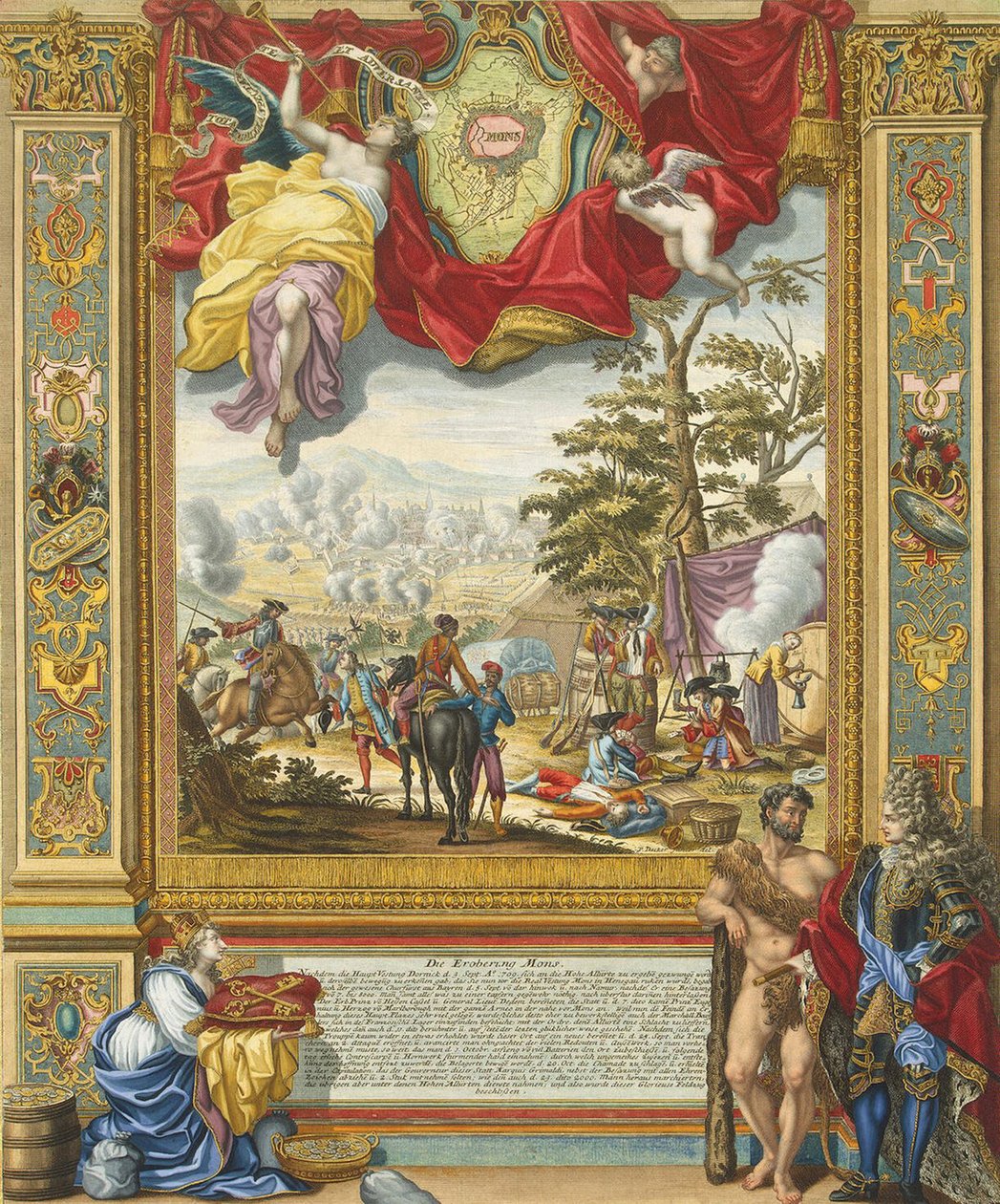 Cerco a Mons pelas tropas aliadas em 1709, início do século XVIII. de Johann August Corvinus