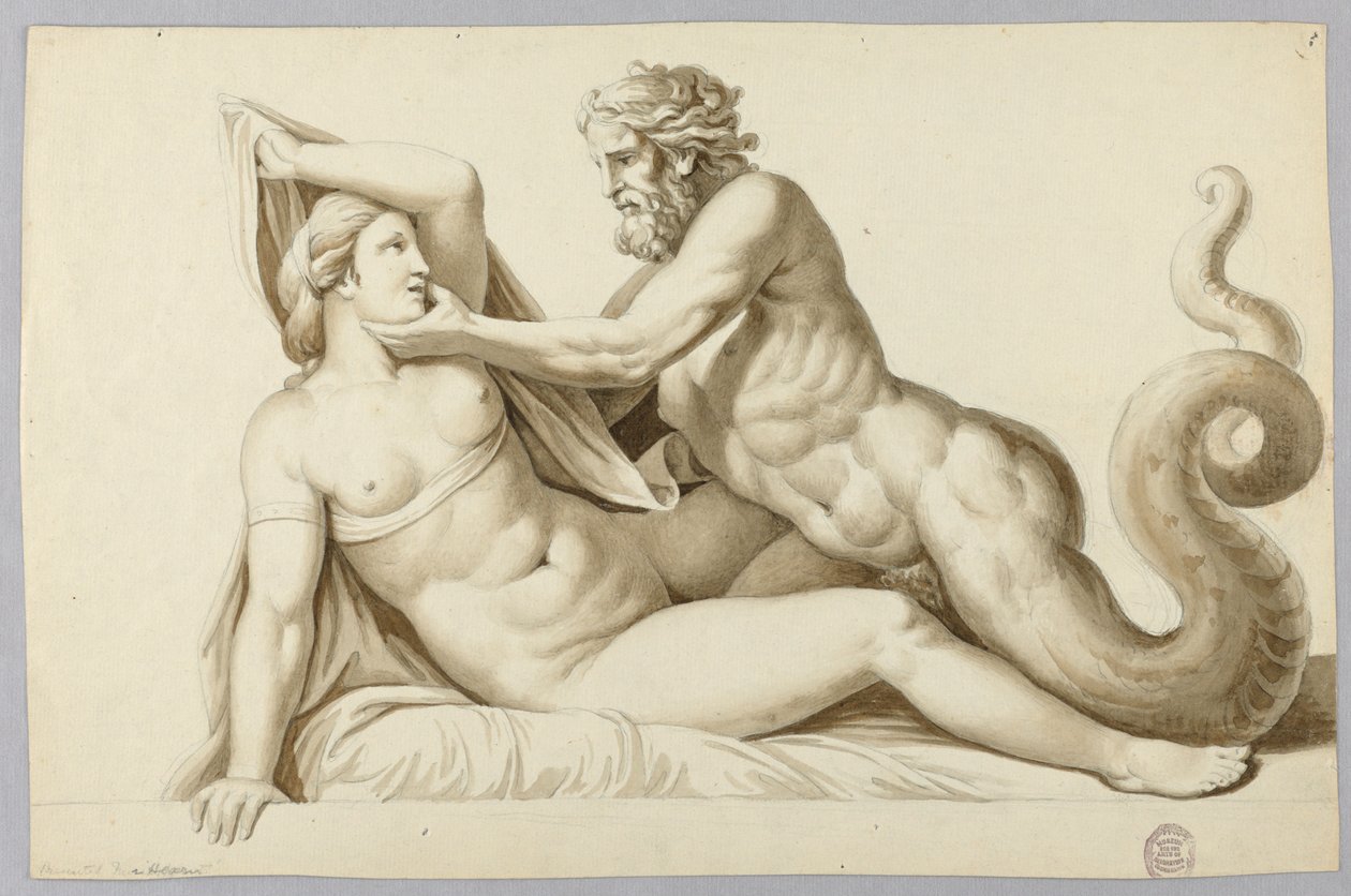 Um deus do mar visitando uma garota de Johann August Nahl the Younger