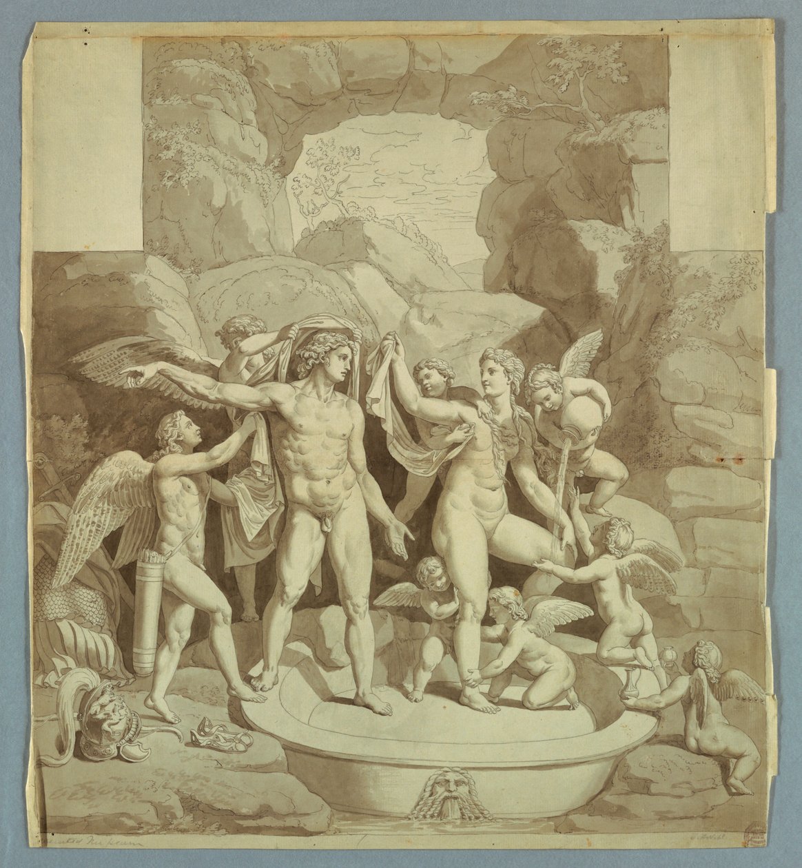 Marte e Vênus se preparando para as núpcias de Cupido e Psique de Johann August Nahl the Younger