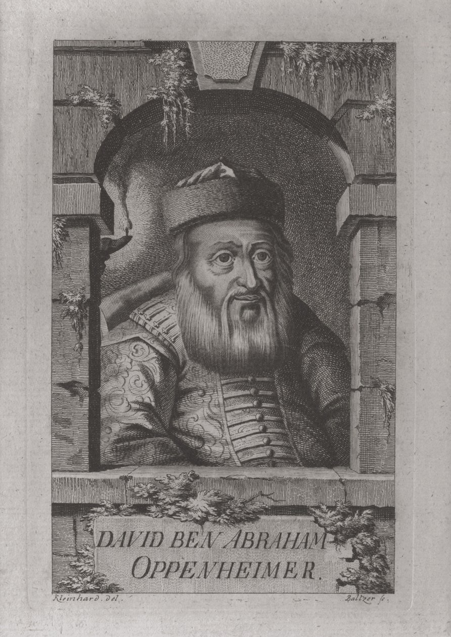 Retrato de David Oppenheim 1664-1736, rabino chefe de Praga, 1773 de Johann Balzer