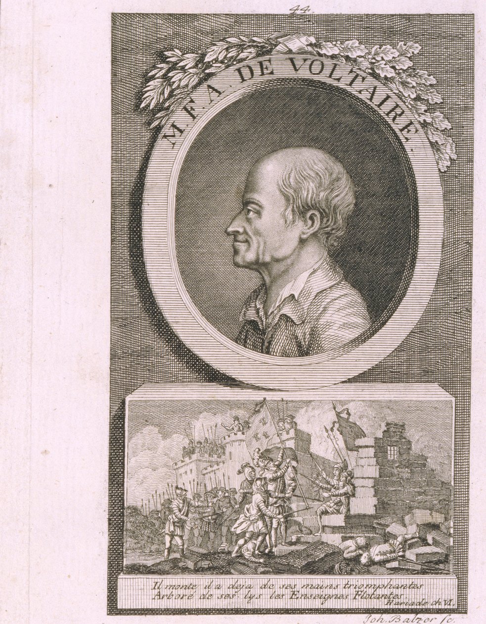 Retrato do escritor, ensaísta e filósofo François Marie Arouet de Voltaire 1694-1778 de Johann Balzer