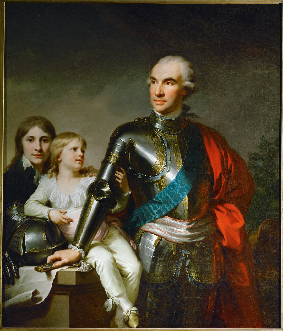 O Conde Stanislas Felix Potocki e os seus dois filhos Felix-Georg e Stanislas ... de Johann Baptist Edler von Lampi