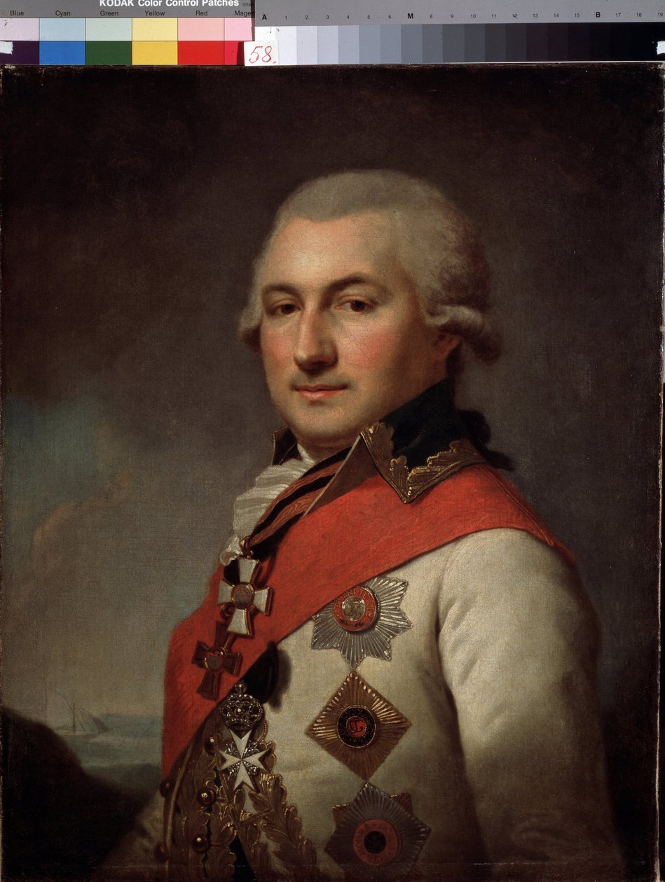 Retrato do Almirante José de Ribas (1749-1800), fundador de Odessa. Pintura por Johann Baptist Von Lampi l