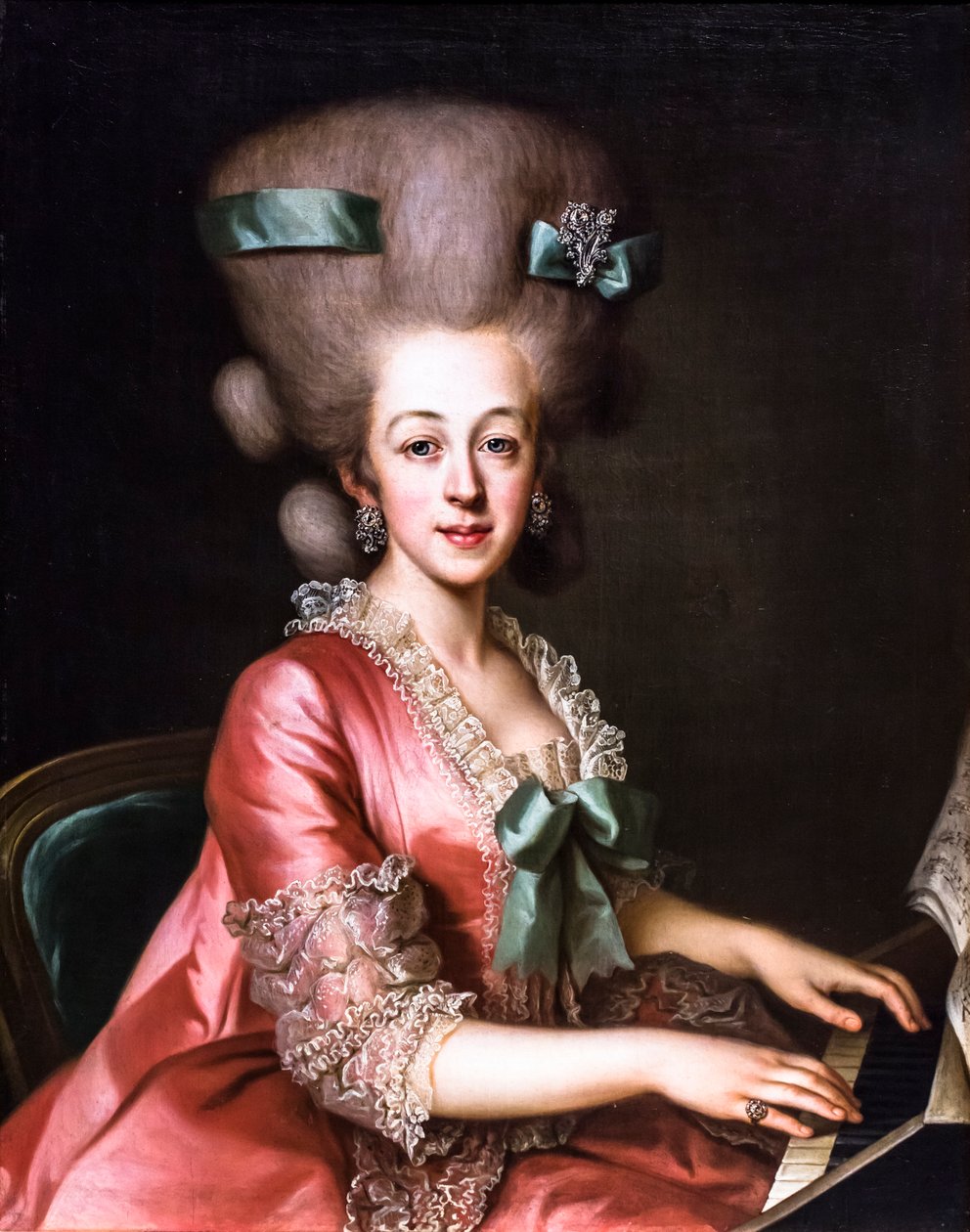 Retrato de uma senhora tocando cravo, último quartel do século XVIII (óleo sobre tela) de Johann Baptist I Lampi