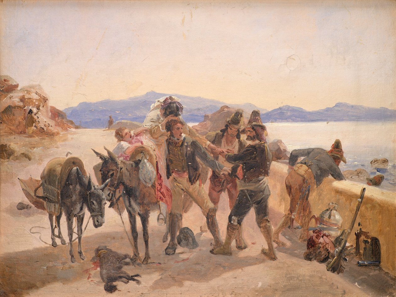 Ladrões atacando viajantes de Johann Baptist Kirner