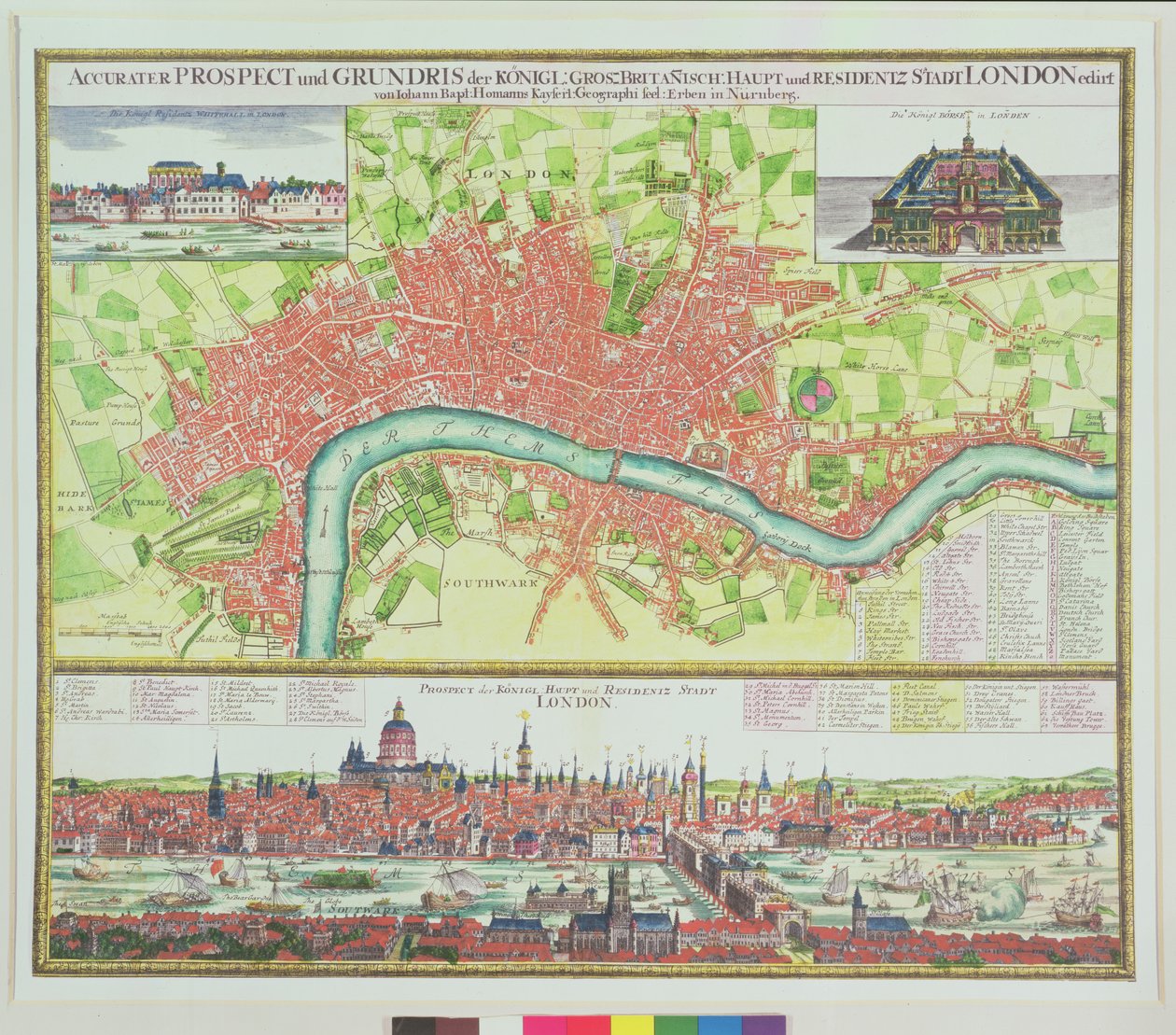 Mapa aéreo de Londres, e vista através do Tamisa de South Bank, com St. Paul