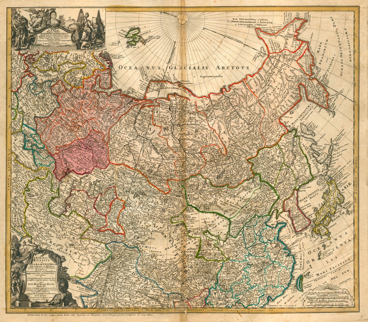 Do mapa da Rússia, o Império Russo e de toda a Tartária maior e menor do que a da Ásia e de Johann Baptista Homann