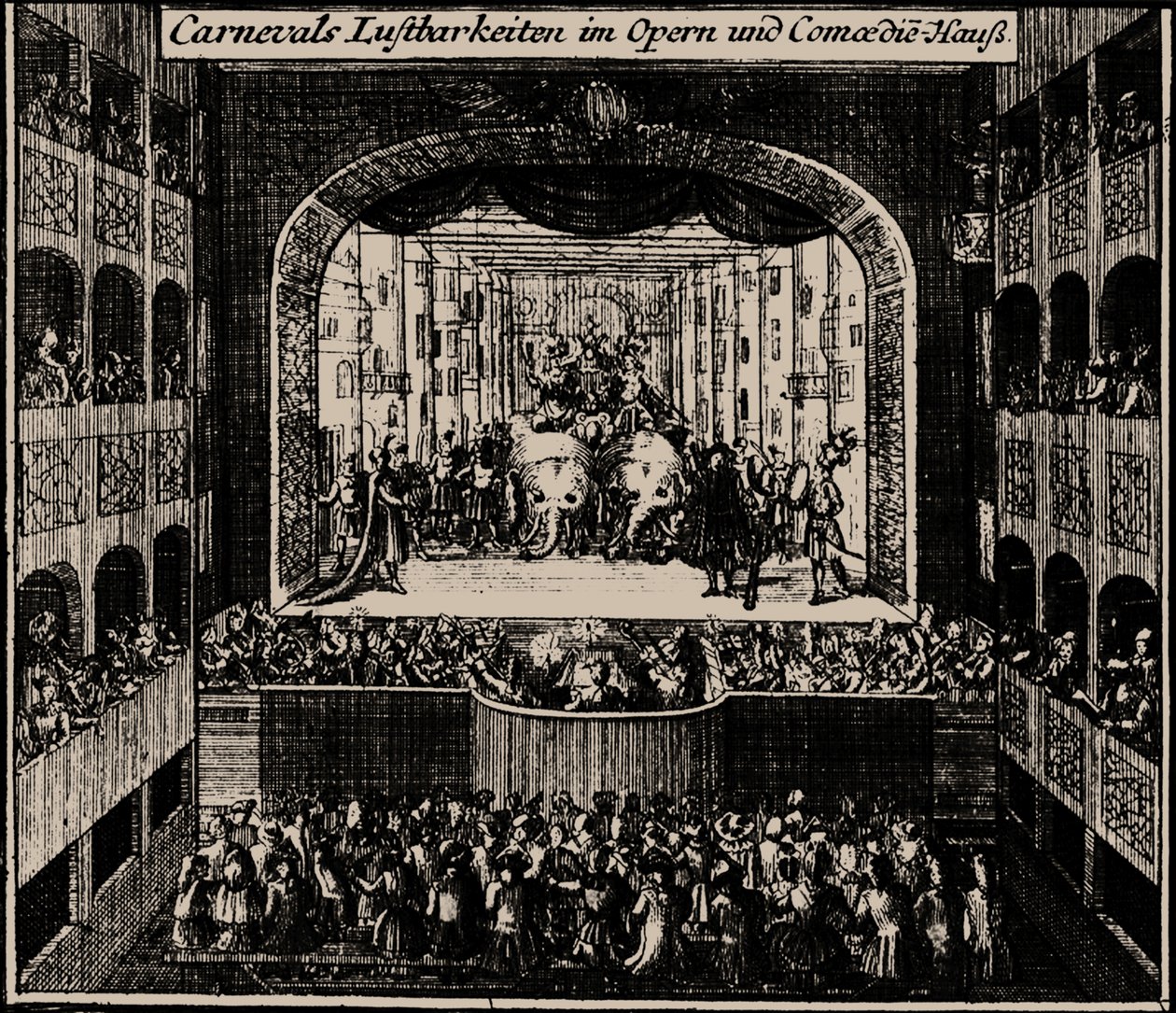 Markgrafentheater em Erlangen, 1721 de Johann Baptista Homann