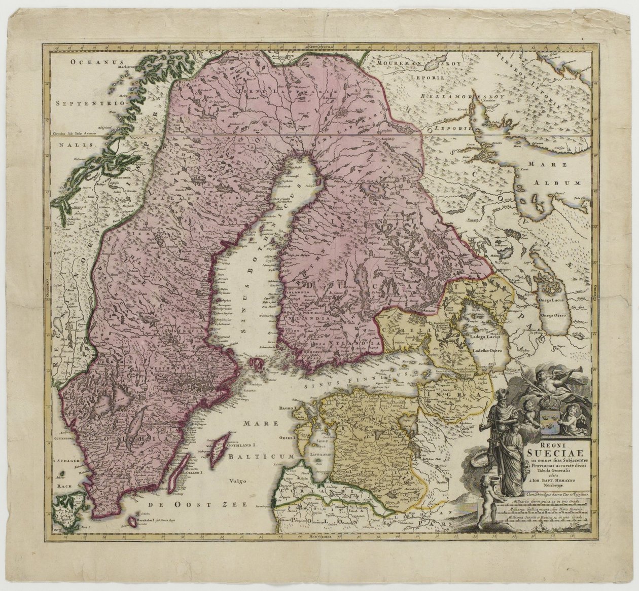 Reino da Suécia, ca 1730 de Johann Baptista Homann