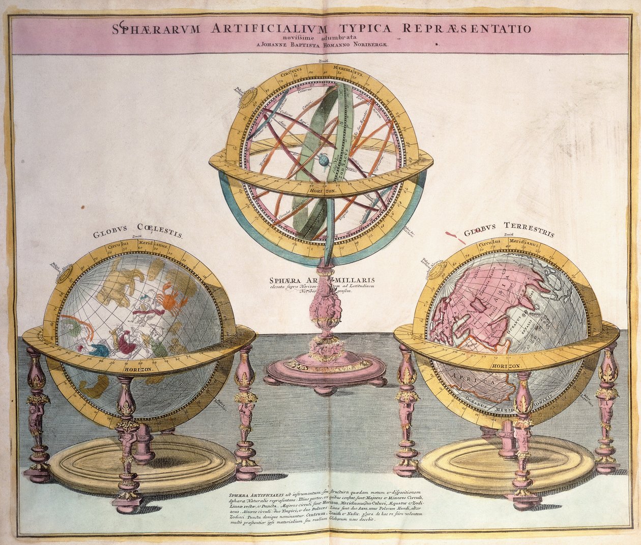 Vinhetas do mundo de Grosser Atlas, 1725 de Johann Baptista Homann