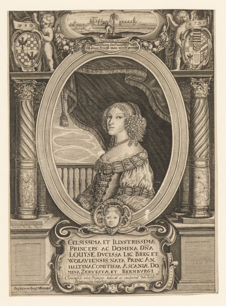 Luísa de Anhalt-Dessau 1631-1680, Duquesa de Legnica, Brzeg, Wolow e Olawa, c. 1660. de Johann Baptista Paravicini