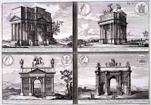 O Arco Triunfal de Catulus e Marius em Orange, O Arco de Domiciano, o Arco de Druso e o Arco de Septimus Severus, de 