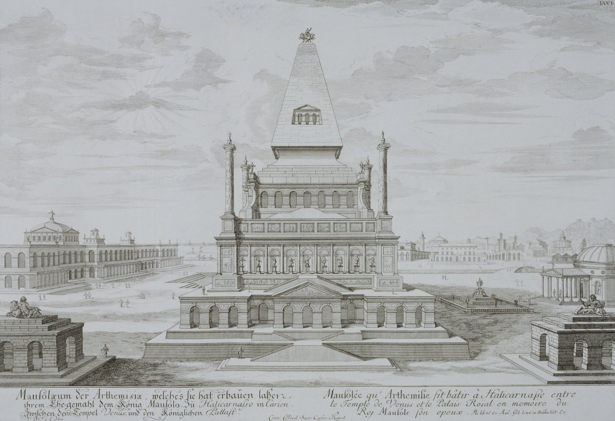 Mausoléu de Halicarnasso, Bodrum, Turquia, de &39;Design de uma arquitetura histórica&39;, 1721 de Johann Bernhard Fischer von Erlach