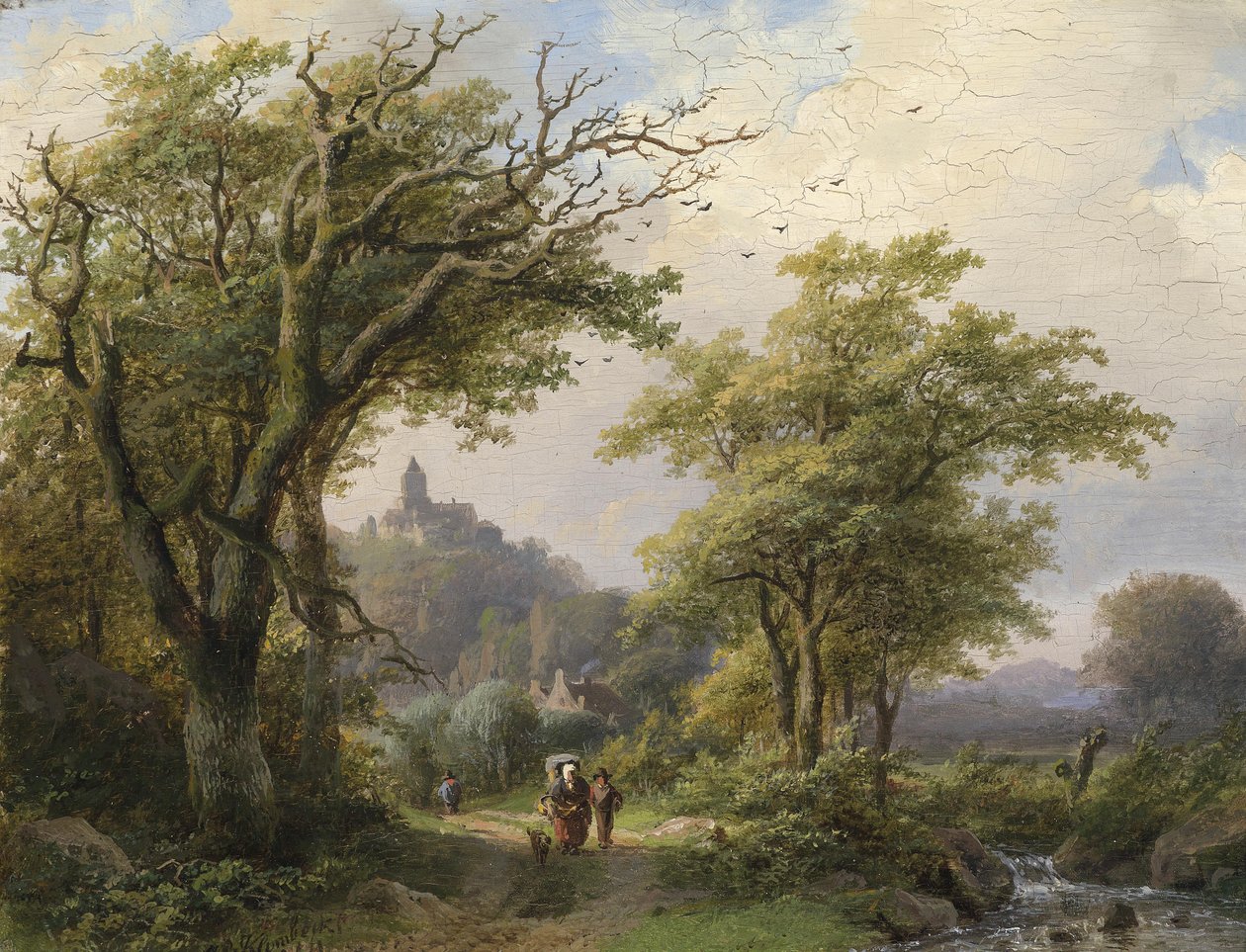 Caminhantes pelo córrego de Johann Bernhard Klombeck